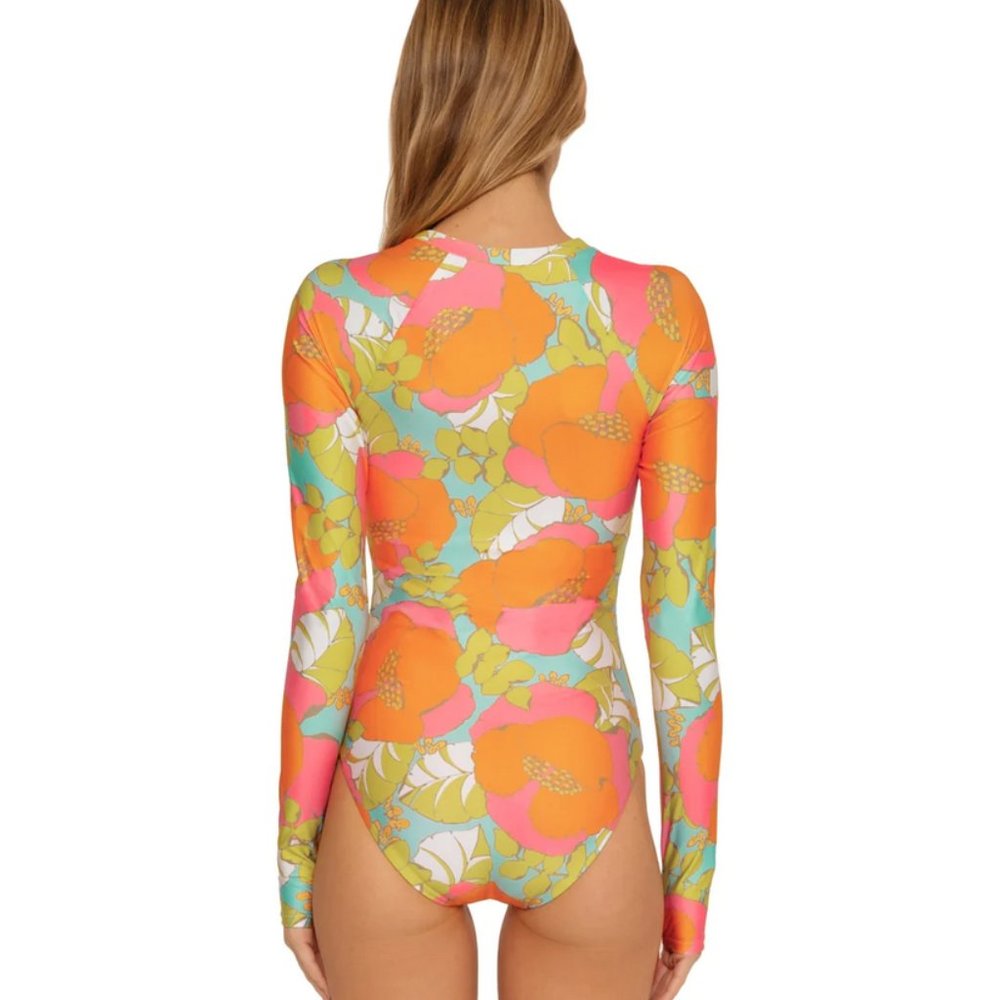 Trina Turk Orange and Pink Floral One Piece Swimsuit - Picture 2 of 13